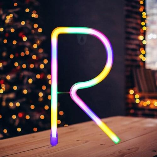USB Power LED Neon Light Letter R Shaped Pink Or Colorful Alphabet Light Wall Sign Decor For Home Party