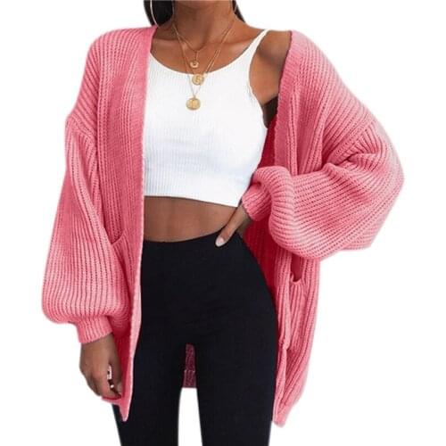 Loose Knitted Cardigan Sweater For Women 2021 New Loose Open Stitch Sleeve Autumn Winter Coat Solid Casual Jumper Plus Size Coat