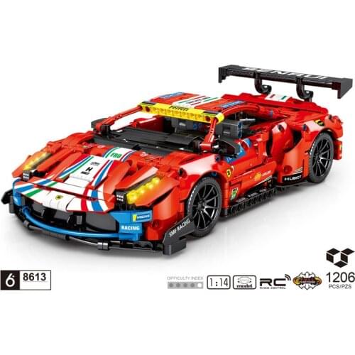 Technical super sport car 2.4Ghz radio Remote control building block 1:14 scale italia horse logo Ferra 488 rc toy collection