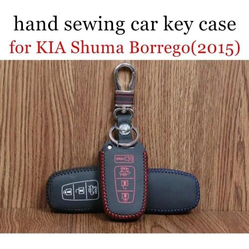 Only Red best price sale fit for KIA Shuma Borrego(2015) Car key case hand sewing real leather key packet car key cover