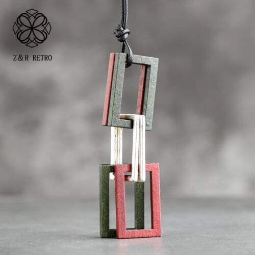 Vintage Necklace Handmade Suspension Neck Pendants For Women Accessories Fashion Costume Jewelry Wood Best Gift For Friends 2021