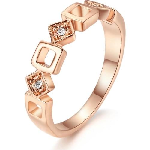 Top Quality ZYR197 Concise Crystal Ring Rose Gold Color Austrian Crystals Full Sizes
