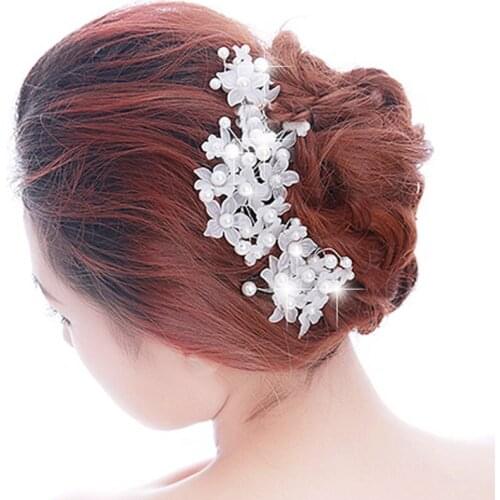 1Pc Fashion Wedding Bridal Pearl Flower Crystal Rhinestone Hair Pins Bridesmaid Hair Clips Hairwear Jewelry Hair Accessories