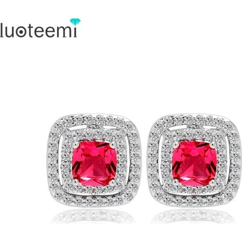 LUOTEEMI New Arrival Women Fashion CZ Micro Pave Halo Design Wholesale Stud Earrings For Women