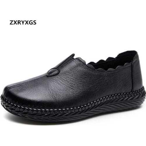 Best Sale Light Comfort Comfort 100% Natural Full Genuine Leather Shoes Women Flat Shoes 2020 New Spring Fashion Casual Shoes