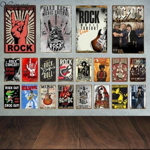 Hard Rock Music Fstival Tin Signs Vintage Metal Plaque Retro Rock Jazz Kiss Band Wall Art Poster For Bar Pub Club Decor YA008