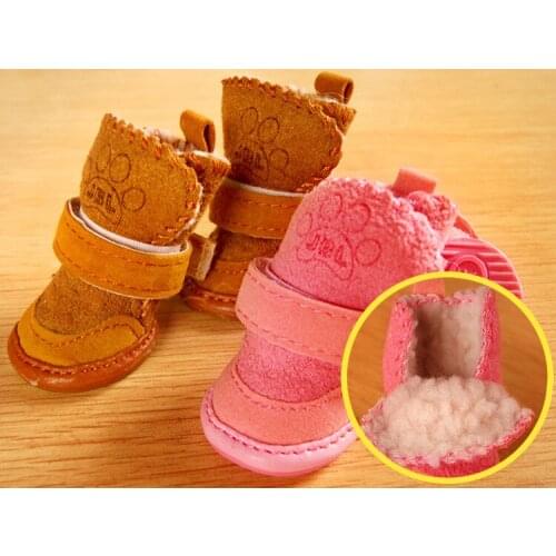 Pet Dog Winter Warm Shoes 4Pcs/Set Anti-Slip Boots Snow Walking Cotton Blend Puppy Sneakers Protector For Dogs Cats Paw
