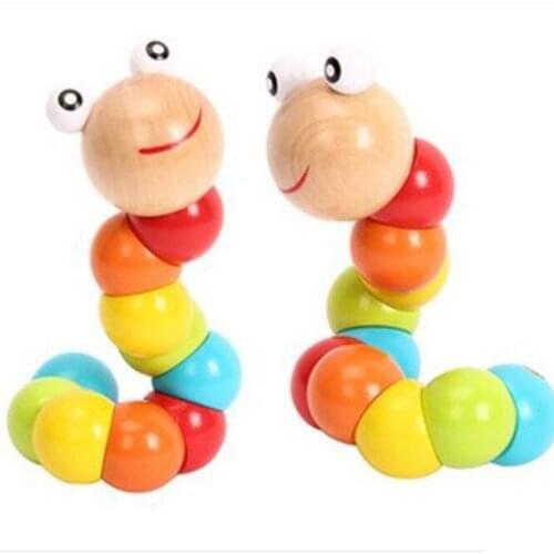 1pcs worm twist puppet cognition wood gift colorful playmate caterpillar changeable shape kids educational fun baby toy