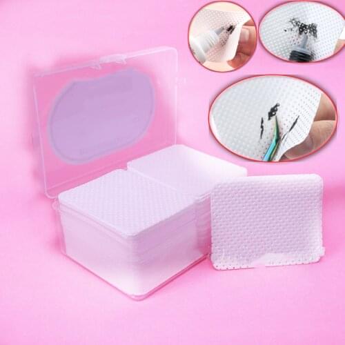100pcs Lint-Free Paper Cotton Wipes Eyelash Glue Remover Wipe The Mouth of The Glue Bottle Prevent Clogging Glue Cleaner Pads
