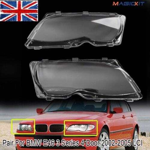 MagicKit 2x Car Headlight Lens Cover Headlight Headlamp Lense For BMW E46 3 Series 02-05