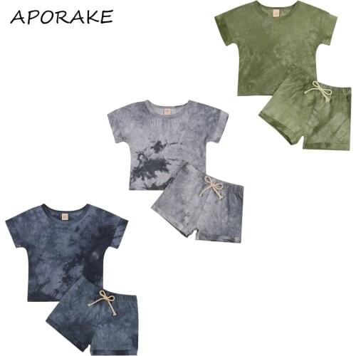 2021 0-5Y Tie Dye Print Kids Baby Girl Boy Clothing Set Short Sleeve T-shirt+Shorts Casual Summer Children Outfits 2pcs