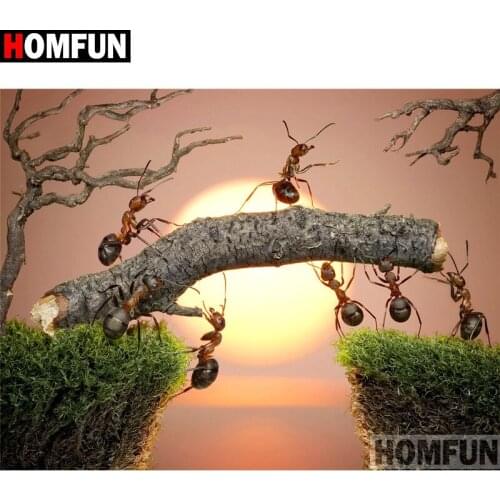 HOMFUN Full Square/Round Drill 5D DIY Diamond Painting "Animal ant sun" 3D Embroidery Cross Stitch 5D Home Decor Gift A17268