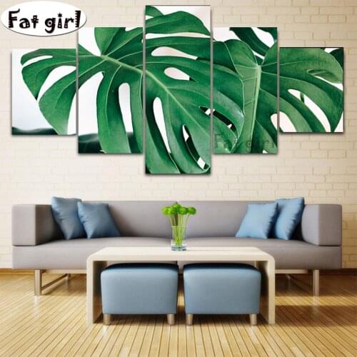 Plant green leaves diamond painting cross stitch 5D DIY square round mosaic Package diamond kits embroidery modern home art