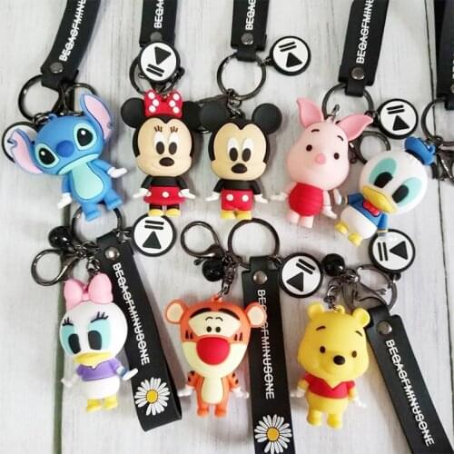 Disney Keychain Pendant Cartoon Cute Pooh Bear Mickey Minnie Gift Car Key Chain Men and Women Schoolbag Ornaments