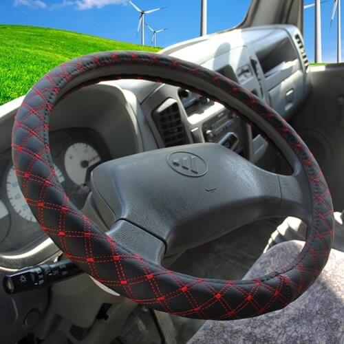 Leather Steering Wheel Covers for Car Bus Truck 36 38 40 42 45 47 50cm Diameter Auto Steering-wheel cover