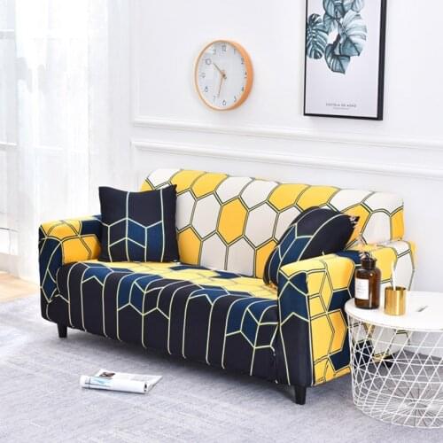 Stretch Slipcover Fitted Furniture Protector Geometry Printed Sofa Cover Stylish Couch Cover for Loveseat/Sofa/Sectional Couch