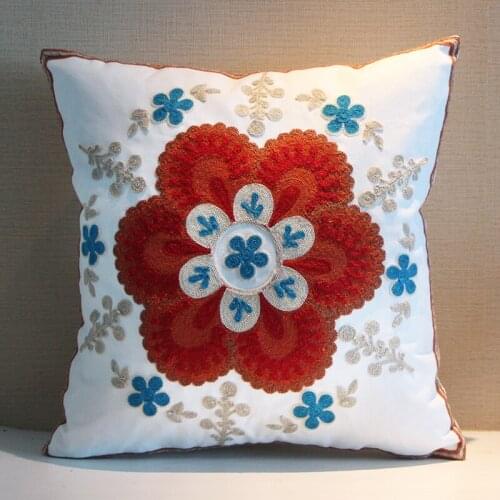 European Embroidery Cushion Bedside Living Room Sofa Waist Flower Throw Pillows Chairs For Bedroom Home Decoration Accessories