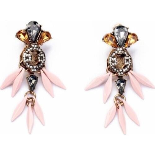 European and American fashion personality pink pendant stud earrings retro fairy niche design new exaggerated earrings