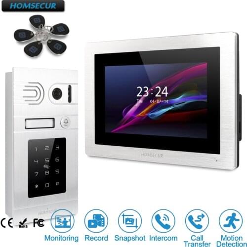 HOMSECUR 7" Wired Video&Audio Door Intercom with Password Access+Touch Screen Monitor for Apartment BC071-S +BM714-S