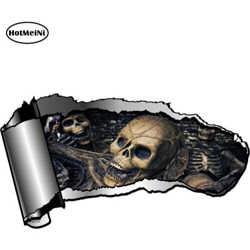 HotMeiNi 13cm X 7.1cm Ripped Open Gash Torn Metal Design with Evil Skull Inside Gothic Motif External Vinyl 3D Car Stickers