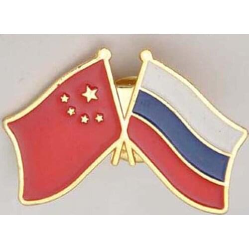 Customized meta flag pin Badges for cooperation between the two countries