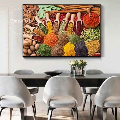 Colorful Grains Spices Peppers Kitchen Canvas Painting Cuadros Posters and Prints Scandinavian Wall Art Food Picture Living Room