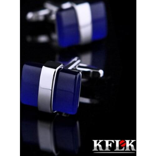 KFLK Jewelry shirt cufflinks for mens gift Brand cuff buttons Blue cuff link TOP High Quality abotoaduras gemelos guests