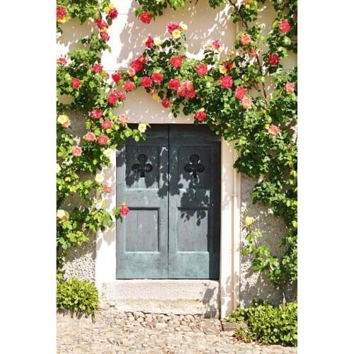 Red floral door photo backgrounds polyester art portrait photography backdrops for photographer studio props photophone S-3037