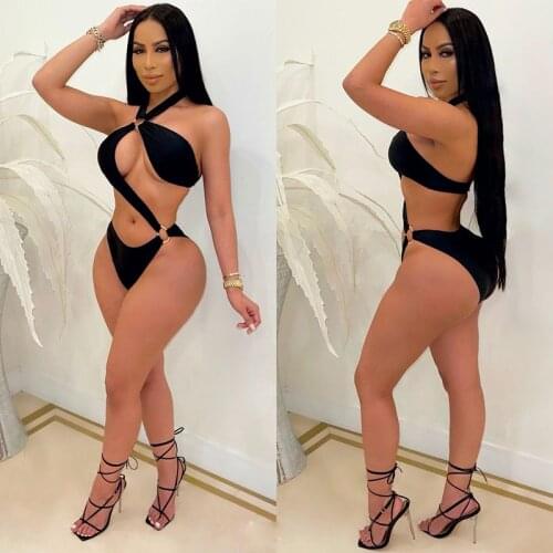 Summer 2021 Plus Size Swimwear Sexy Halter Beach Bikini Swimming Beach Wear Bathing Suit Fashion One-piece Swimsuit Y2k Clothes