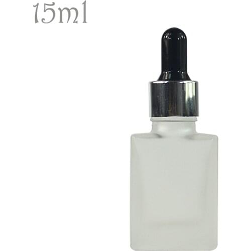 240pcs*15ml Frosted clear rectangular essential oil square e-juice glass bottle 30ml glass dropper bottle with bamboo cap