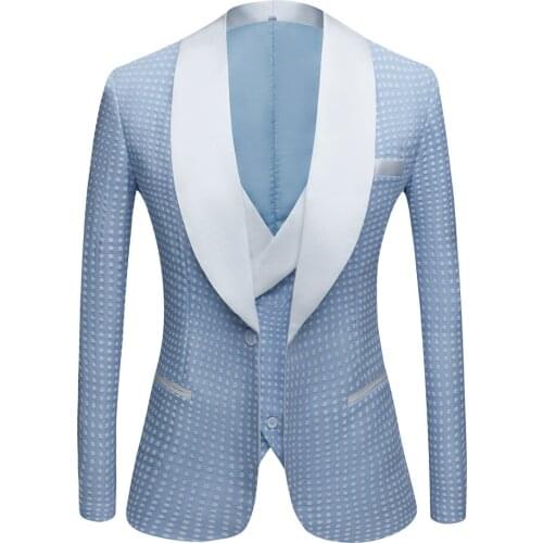 Mens Blue Vintage 2 piece suit Hot spring mens latest custom design suit groom wedding suit Night Club Singers Prom Party