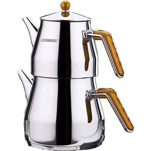 2lt / 3.4lt Mega Size Steel Teapot Set | Large Size Teapot Set | Sülale Boy Tea Set | Turkish Large Size Tea Set Stainless steel