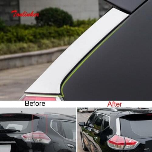 Tonlinker Exterior Rear Window Beside Cover Stickers for Nissan X-Trail 2014-16 Car Styling 2 PCS ABS Chrome Cover stickers