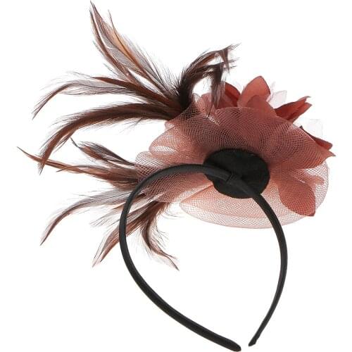 Fancy Dress Feather Fascinator Flower Veil Hat Hairband Party Costume
