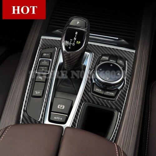 Carbon Fiber Console Gear Shift Box Panel Cover For BMW X5 X6 F15 F16 2014-2018 1pcs Car accesories interior Car Trim