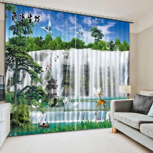 Landscape curtains Window Blackout Luxury 3D Curtains set For Bed room Living room Office Hotel Home Wall waterfall curtain