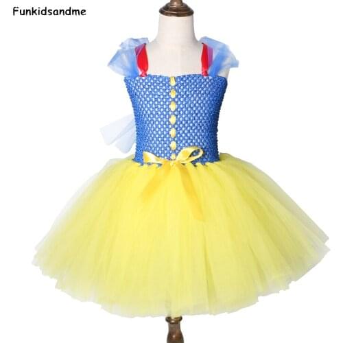 Snow White Girls Tutu Dress Tulle Princess Girls Party Dress Kids Christmas Halloween Dress Up Cosplay Costume Children Clothing