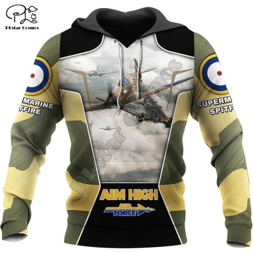 PLstar Cosmos 3D Print Aircrafts Supermarine Spitfir Plan Harajuku Streewear Funny Mens Women Zip Hoodies/Sweatshirt/Jacket/-a5