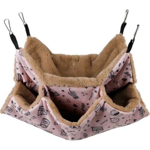 Plush Hamster Hammock Three-layer Thicken Warm Sleeping Bag Nest Hanging Cage