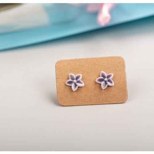 Five Small Flowers Multicolor Ceramic Earrings Exquisite Porcelain Accessories Wholesale #LY210