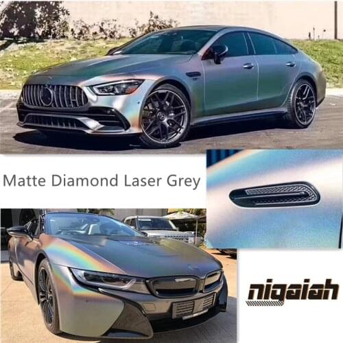 Premium bright body 1.52x18M Matte Diamond Laser Grey Self-adhesive packaging stickers without bubbles Car Wrap Vinyl
