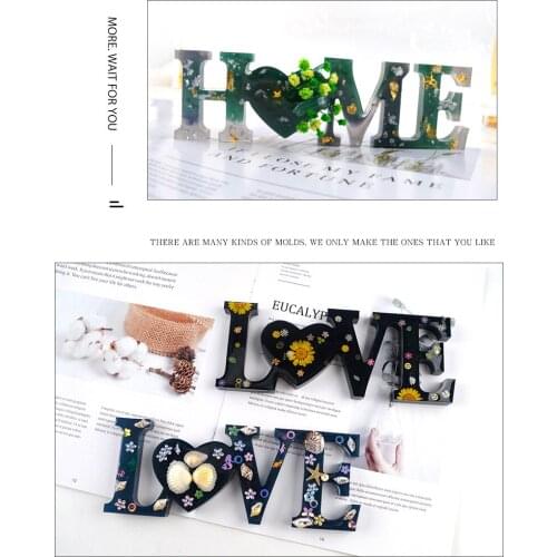 LOVE & HOME Sign Letter Silicone Mold Epoxy Resin Molds Casting Tools Letters Shape Mould Jewelry DIY Handmade Pendant Crafts