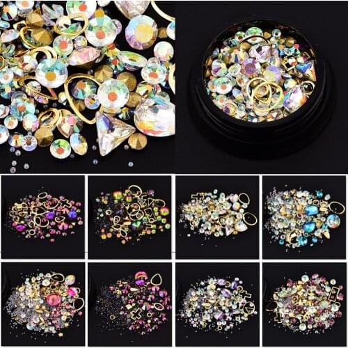Mixed Cone Point Flat Back Nail Art Rhinestone Crystal Box for Epoxy Resin Silicone Mold Jewelry Making Components Craft DIY
