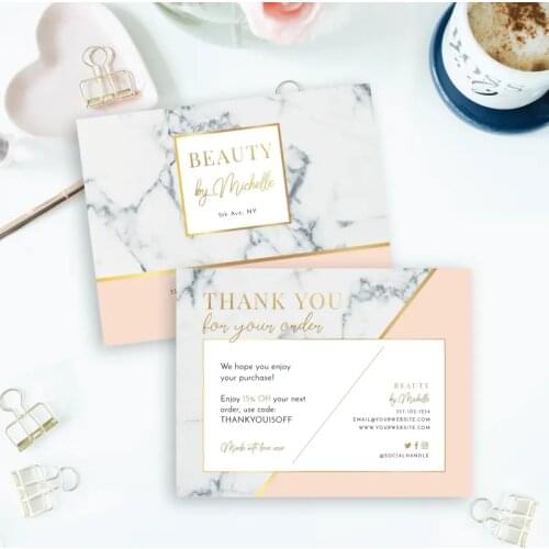 Thank You Card Marble Golden