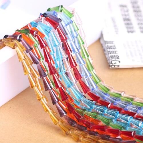 ZHUBI 50Pcs 6*12mm Pagoda Tower Charms Bead Glass Spacers For Jewelry Making Bugle Beads Fashion Jewelry Womens Accessories