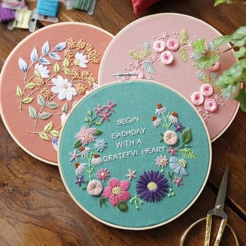 Stereoscopic Embroidered Flowers Material Package Embroidery Accessories DIY Handcraft Cross Stitch Needlework Kits