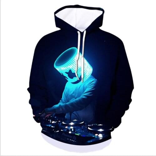 New 3D Color Printing Electric Music DJ Band Pattern Hoodie Hoodie Street Men and Women Autumn Winter Hoodie Fashion Go with Eve