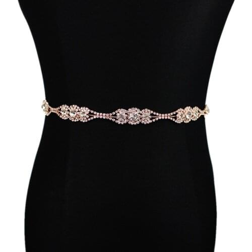 Rose Gold Wedding Gown Sash Rhinestone Wedding Belt Female Cummerbunds Bridal Belt Sash Wedding Dress Accessories