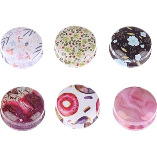 1PC Mini Flower Tin Box DIY Candle Jar Balm Round Empty Iron Box Portable Lipstick Zipper Cream Storage Box