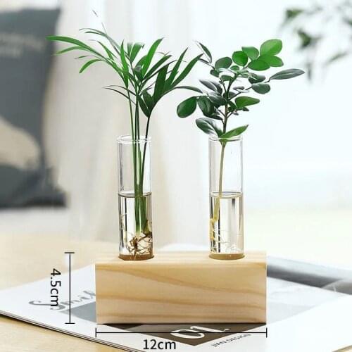 1Set Terrarium Hydroponic Plant Vases Wooden Pallet Frame Glass Bottle Tabletop Office Home Bonsai living Room Decoration